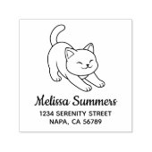 Weiße Katze streckt sich Adresse Permastempel (Design)