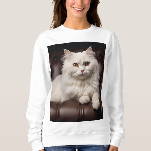 Weiße Katze Sweatshirt (Vorderseite)