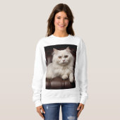 Weiße Katze Sweatshirt (Vorne ganz)