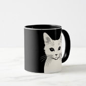 Weiße Katze Tasse (VorderseiteRechts)