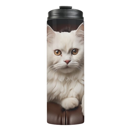 Weiße Katze Thermosbecher (Vorderseite)