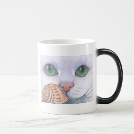 Weiße Katze und Schnecke Tasse (Rechts)