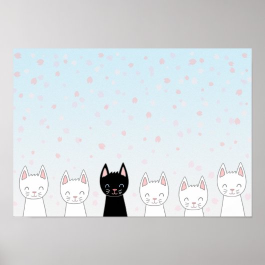 Weiße Katze und schwarze Katze Poster (Vorne)