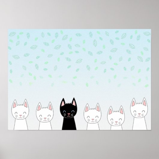 Weiße Katze und schwarze Katze Poster (Vorne)