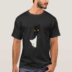 Weiße Katze und schwarze Katze schauen heraus süße T-Shirt
