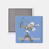 Weiße Katze Unruhestifter Magnet (Vorderseite/Rückseite)