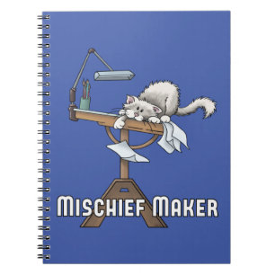 Weiße Katze Unruhestifterin Notizbuch Notizblock