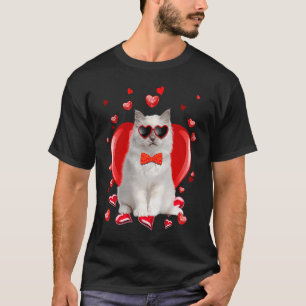 Weiße Katze Valentinstag Jungen Mädchen Valentinst T-Shirt