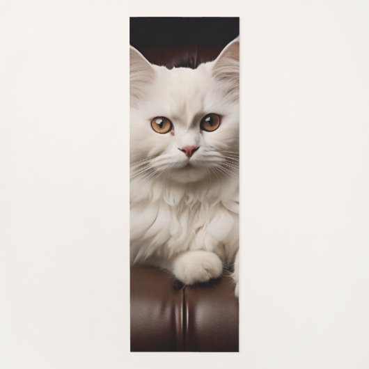 Weiße Katze Yogamatte (Vorderseite)