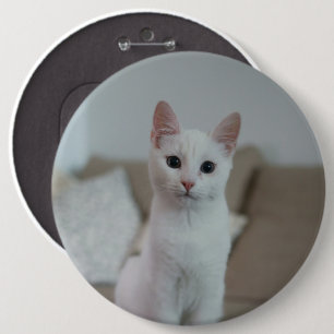 Weiße Katze Zazzle_Growshop. Button