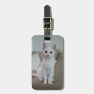 Weiße Katze Zazzle_Growshop. Gepäckanhänger