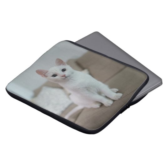 Weiße Katze | Zazzle_Growshop. Laptopschutzhülle (Vorne Oben)
