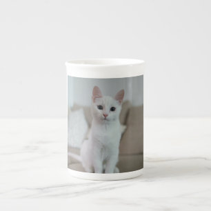 Weiße Katze Zazzle_Growshop. Porzellantasse