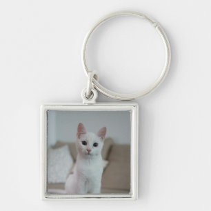 Weiße Katze Zazzle_Growshop. Schlüsselanhänger