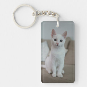 Weiße Katze Zazzle_Growshop. Schlüsselanhänger