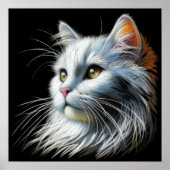 Weiße Katze Zeichnend, harte Pastelle Poster (Vorne)