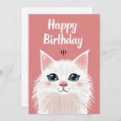 Weiße Katze zum Geburtstag Feiertagskarte (Vorne/Hinten)