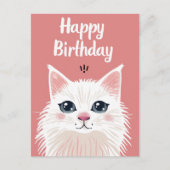Weiße Katze zum Geburtstag Postkarte (Vorderseite)