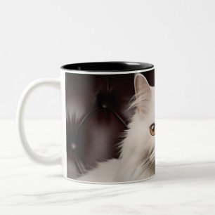 Weiße Katze Zweifarbige Tasse