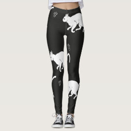WEISSE KATZEN AUF EINEM SCHWARZEN HINTERGRUND EDIT LEGGINGS