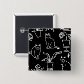 Weiße Katzen auf schwarz Button (Vorne & Hinten)