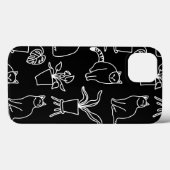 Weiße Katzen auf schwarz Case-Mate iPhone Hülle (Rückseite (Horizontal))