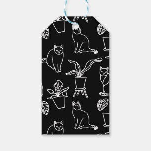 Weiße Katzen auf schwarz Geschenkanhänger