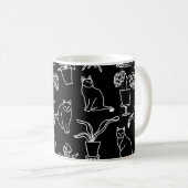Weiße Katzen auf schwarz Kaffeetasse (VorderseiteRechts)