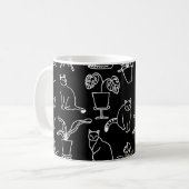 Weiße Katzen auf schwarz Kaffeetasse (Vorderseite Links)
