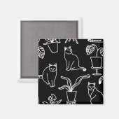 Weiße Katzen auf schwarz Magnet (Vorderseite/Rückseite)