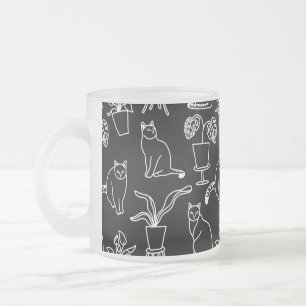 Weiße Katzen auf schwarz Mattglastasse