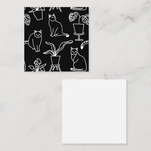 Weiße Katzen auf schwarz Mitteilungskarte (Vorne/Hinten)