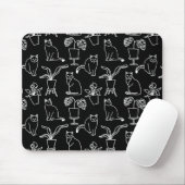 Weiße Katzen auf schwarz Mousepad (Mit Mouse)