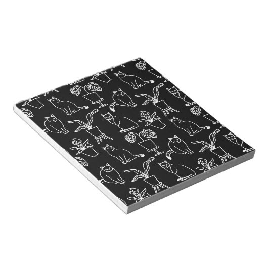 Weiße Katzen auf schwarz Notizblock (angewinkelt)