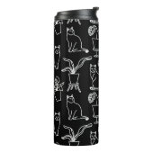 Weiße Katzen auf schwarz Thermosbecher (Nach links gedreht)