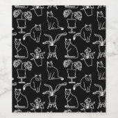 Weiße Katzen auf schwarz Weinetikett (Einzelnes Label)