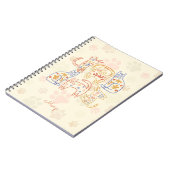 Weiße Katzen Beige Muster Notizblock (Linke Seite)