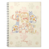 Weiße Katzen Beige Muster Notizblock (Vorderseite)