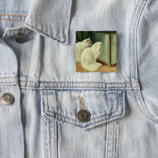 Weiße Katzen, die Goldfisch aufpassen Button (Beispiel)