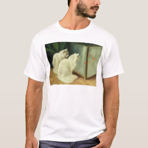 Weiße Katzen, die Goldfisch aufpassen T-Shirt