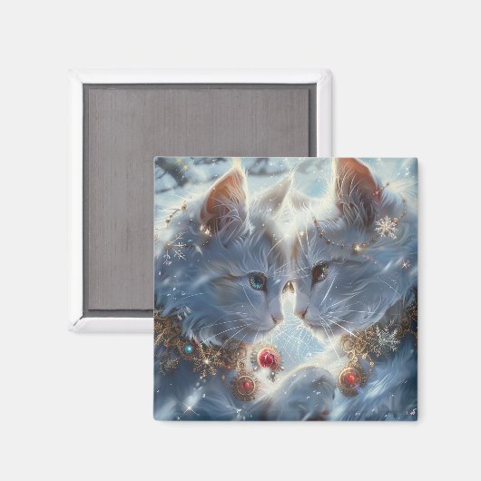 Weiße Katzen Digitale Kunst Magnet (Vorderseite/Rückseite)