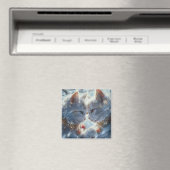 Weiße Katzen Digitale Kunst Magnet (In Situ (Geschirrspüler))