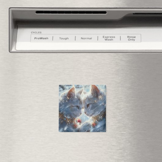 Weiße Katzen Digitale Kunst Magnet (In Situ (Geschirrspüler))