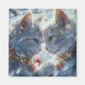 Weiße Katzen Digitale Kunst Magnet (Vorne)