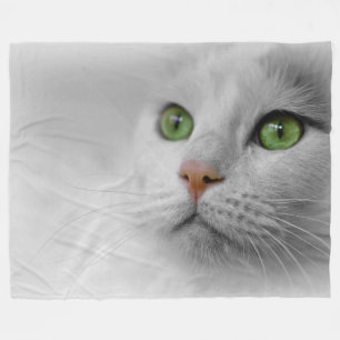 Weiße Katzen-Fleece-Decke, groß Fleecedecke