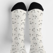 Weiße Katzen-Linienkunst-Muster-Socken Socken (Oben)