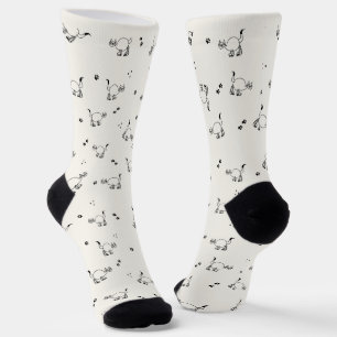 Weiße Katzen-Linienkunst-Muster-Socken Socken