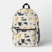 Weiße Katzen Muster Bedruckter Rucksack (Vorderseite)