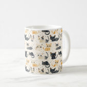 Weiße Katzen Muster Kaffeetasse (VorderseiteRechts)