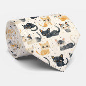 Weiße Katzen Muster Krawatte (Gerollt)